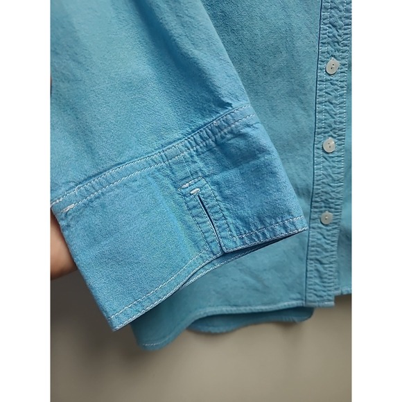 Coldwater Creek Button-Up Blouse Long Sleeve 100% Cotton Blue - Size Large EUC - Picture 5 of 8